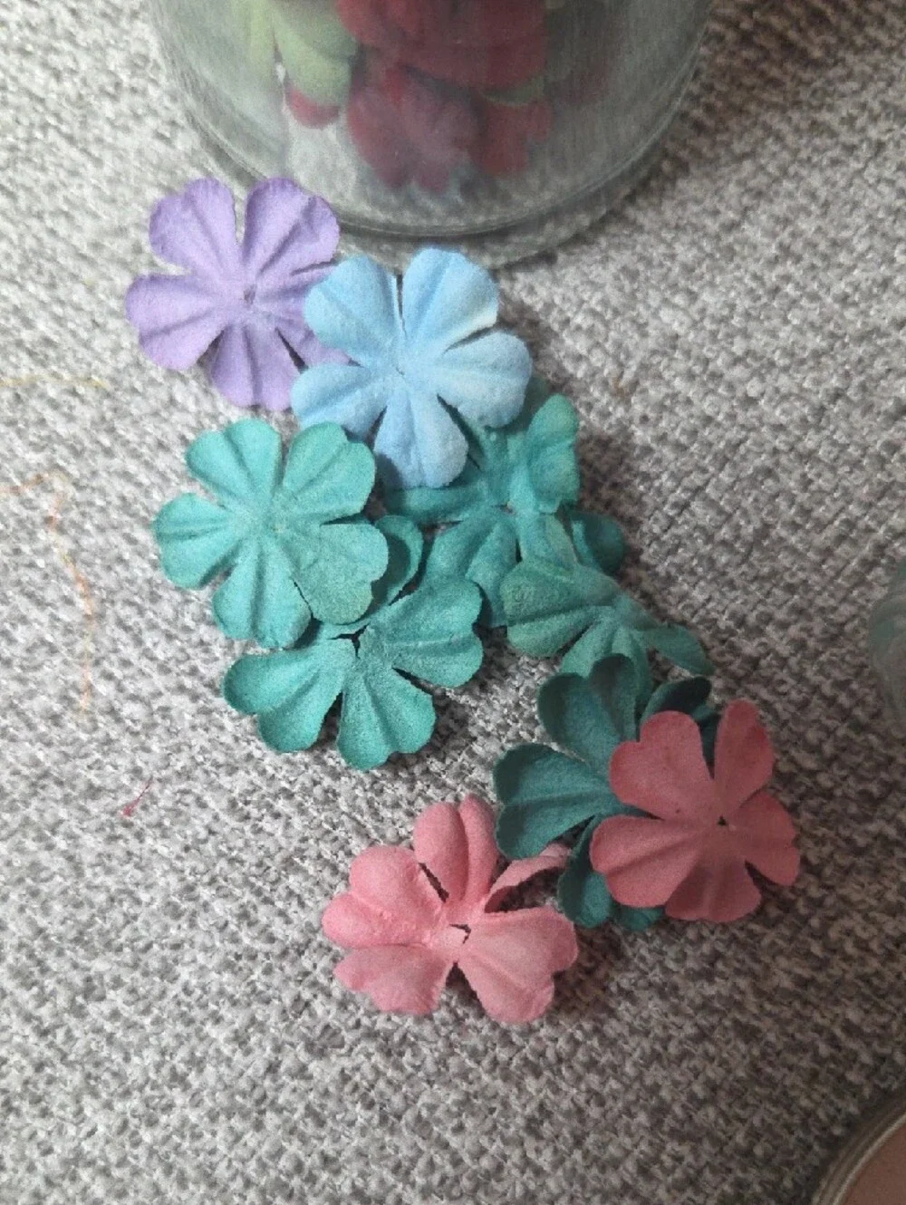 Decorative Fabric Flower Confetti/Junk Journaling 2 Jars